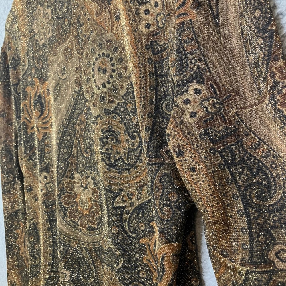 VTG Carlisle Wrap Top Women L Brown Metallic Fairy Whimsigoth Mob Wife 80s 90s - Picture 7 of 8